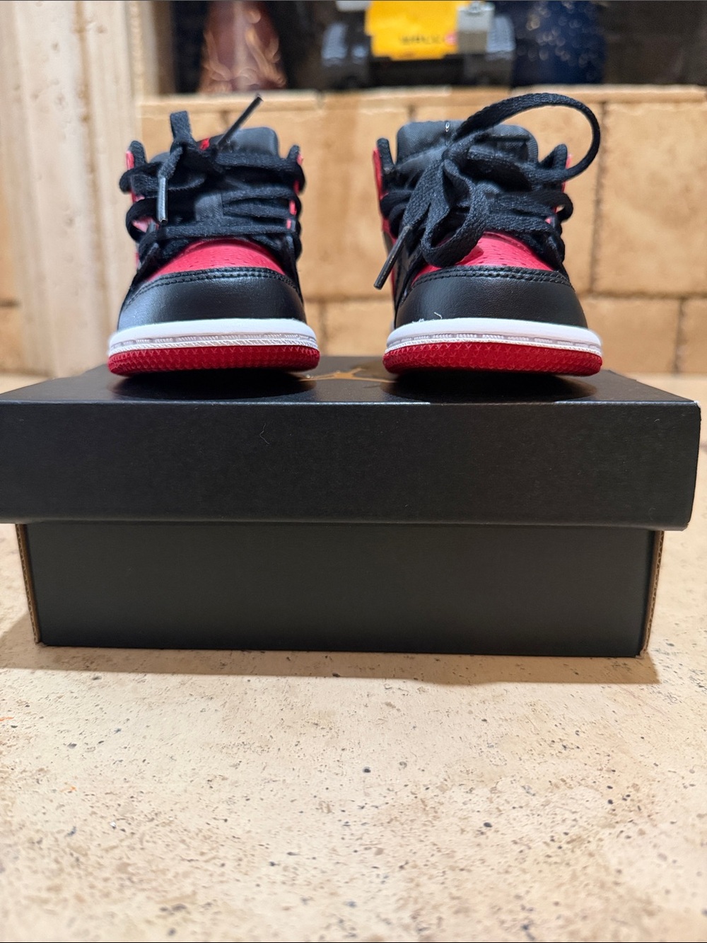 Jordan Kids Black and Red High-Top Sneakers